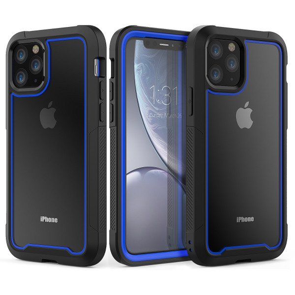 Wholesale iPhone 11 Pro (5.8in) Clear Dual Defense Case (Blue)